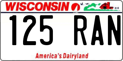 WI license plate 125RAN