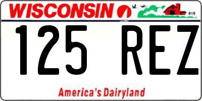 WI license plate 125REZ