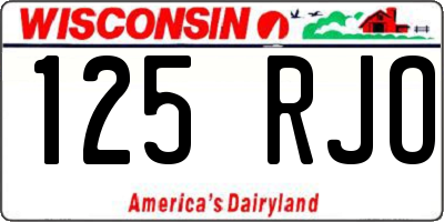 WI license plate 125RJO