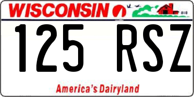 WI license plate 125RSZ