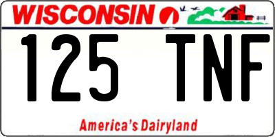 WI license plate 125TNF