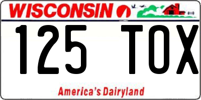WI license plate 125TOX