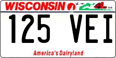 WI license plate 125VEI