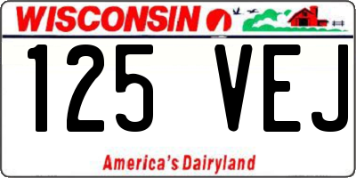 WI license plate 125VEJ