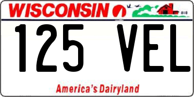 WI license plate 125VEL