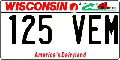 WI license plate 125VEM