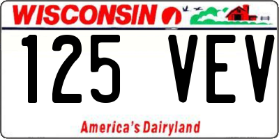 WI license plate 125VEV