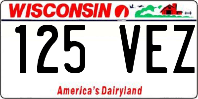 WI license plate 125VEZ