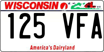 WI license plate 125VFA