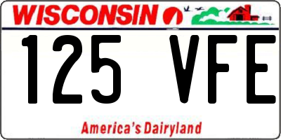 WI license plate 125VFE