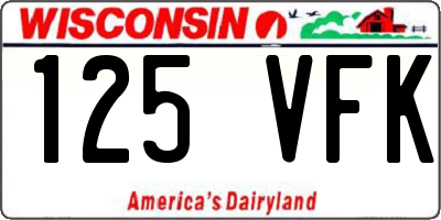 WI license plate 125VFK