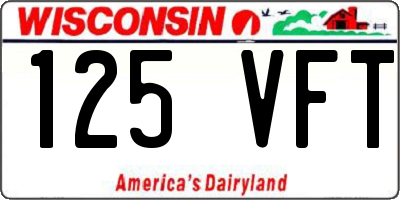 WI license plate 125VFT