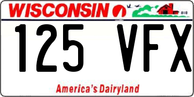 WI license plate 125VFX