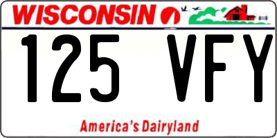 WI license plate 125VFY