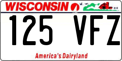 WI license plate 125VFZ