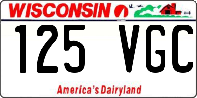 WI license plate 125VGC