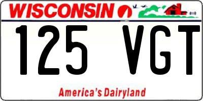 WI license plate 125VGT