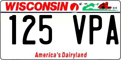 WI license plate 125VPA