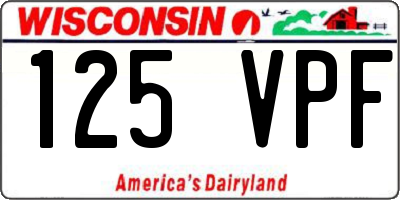 WI license plate 125VPF