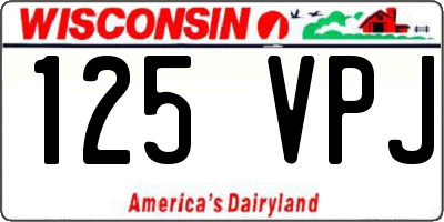 WI license plate 125VPJ
