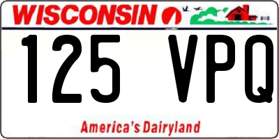 WI license plate 125VPQ
