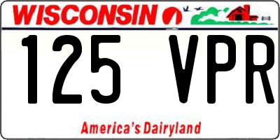 WI license plate 125VPR