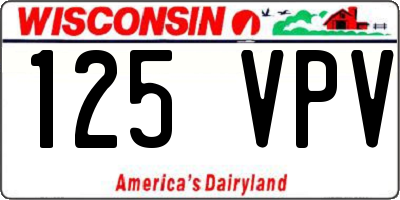 WI license plate 125VPV