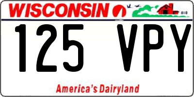 WI license plate 125VPY