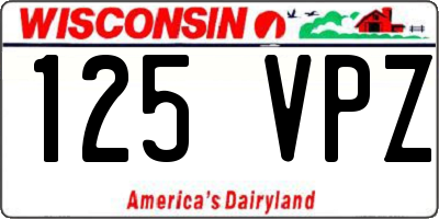WI license plate 125VPZ