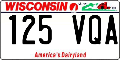 WI license plate 125VQA
