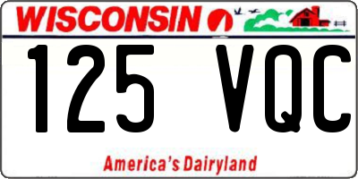 WI license plate 125VQC