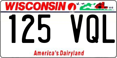 WI license plate 125VQL