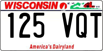 WI license plate 125VQT