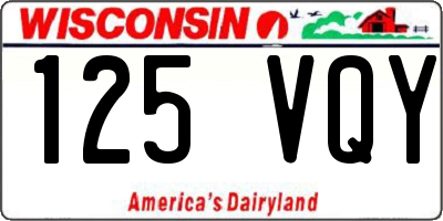 WI license plate 125VQY
