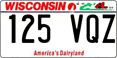 WI license plate 125VQZ