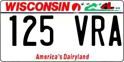 WI license plate 125VRA