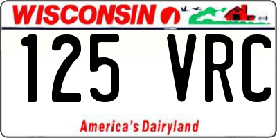 WI license plate 125VRC