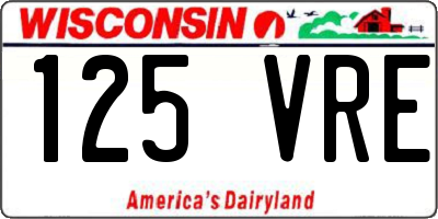 WI license plate 125VRE