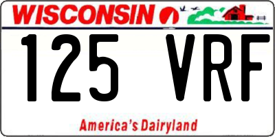 WI license plate 125VRF