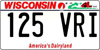 WI license plate 125VRI