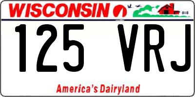 WI license plate 125VRJ