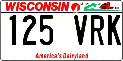 WI license plate 125VRK
