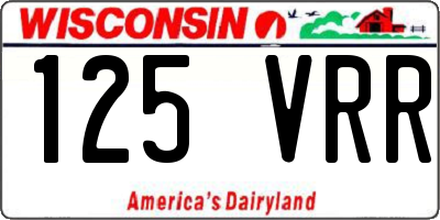 WI license plate 125VRR
