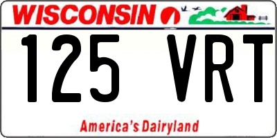 WI license plate 125VRT