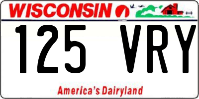 WI license plate 125VRY
