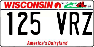 WI license plate 125VRZ