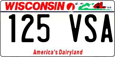 WI license plate 125VSA