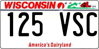 WI license plate 125VSC