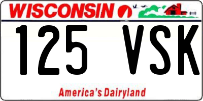 WI license plate 125VSK