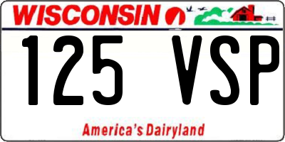 WI license plate 125VSP